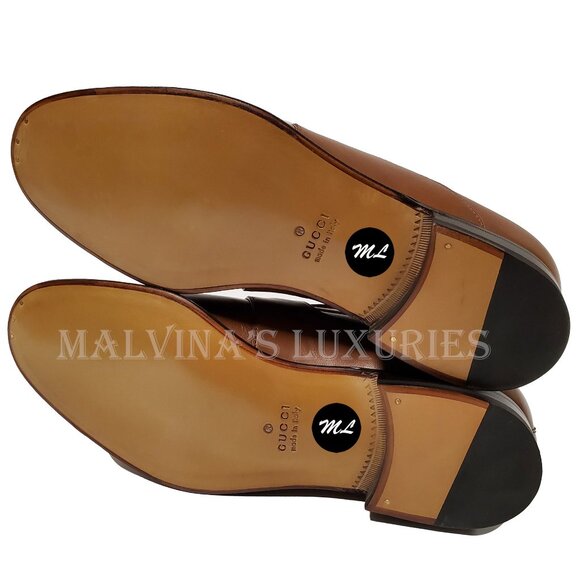 GUCCI SHOES MENS INTERLOCKING G LOGO CHAIN LEATHER LOAFERS sz 10.5 11 US - Picture 13 of 15